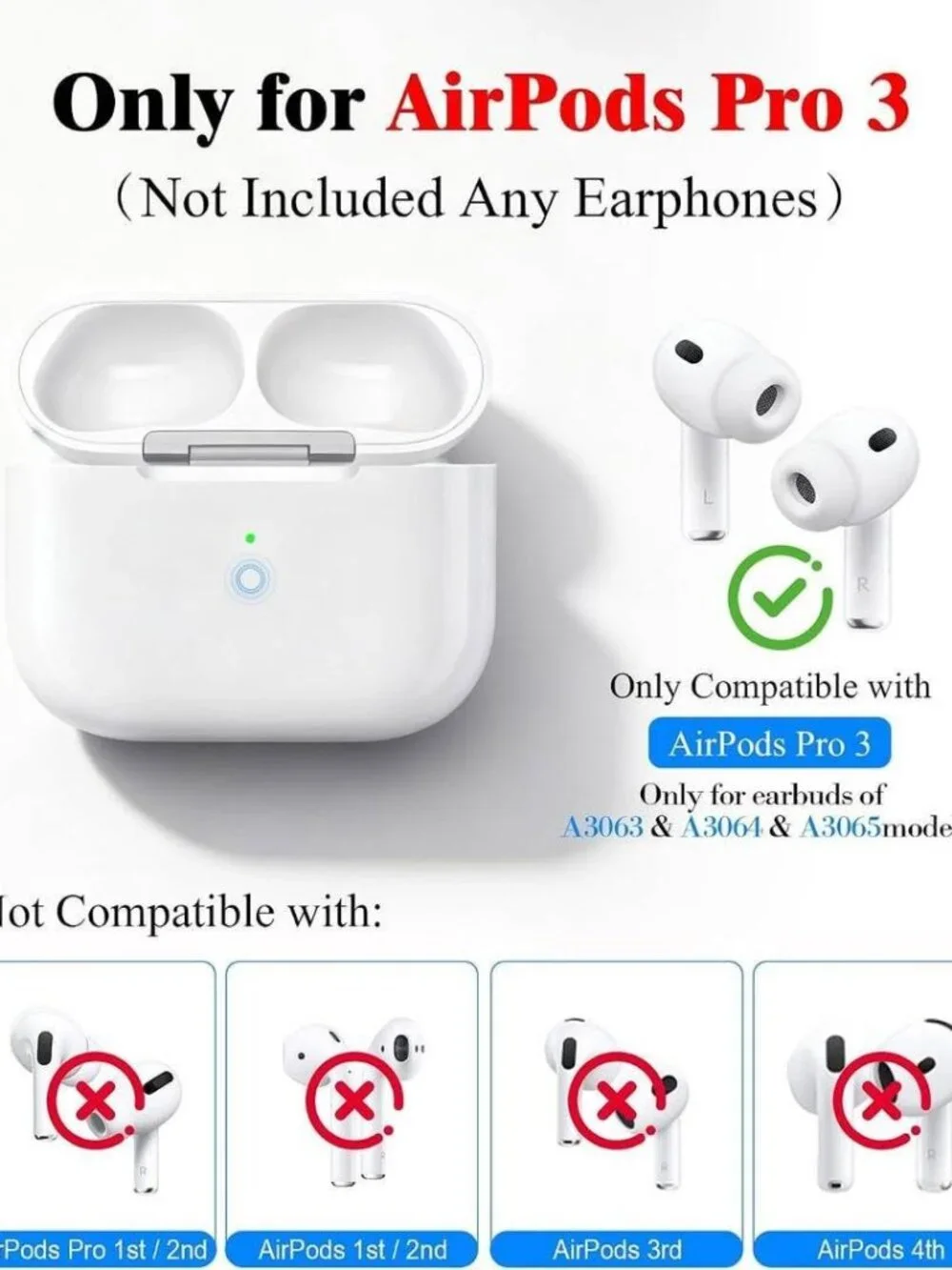 Charging Case Replacement for AirPods Pro 3 - White (Retail $28.99)
